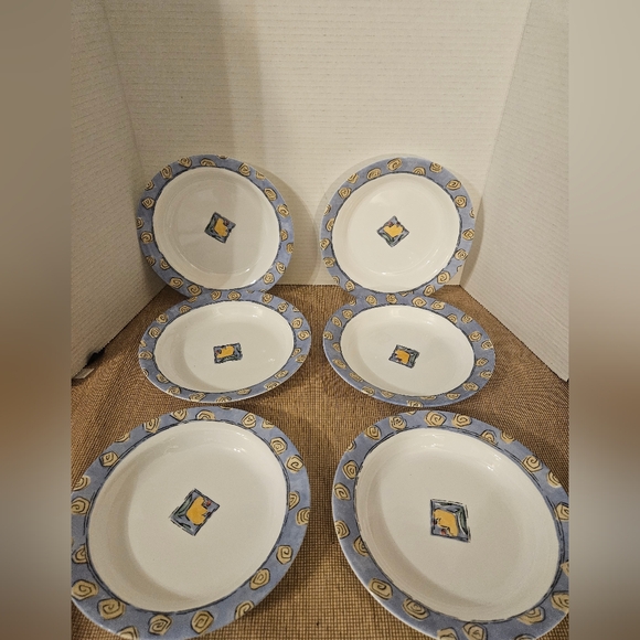 SET OF 6 - CORNING CORELLE - WATERCOLORS - 8 1/2" RIMMED 15 OZ SOUP PASTA BOWLS - Picture 12 of 16